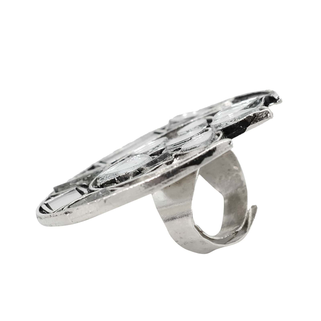 Shagun Silver Oxidized Mirror Ring - Teejh