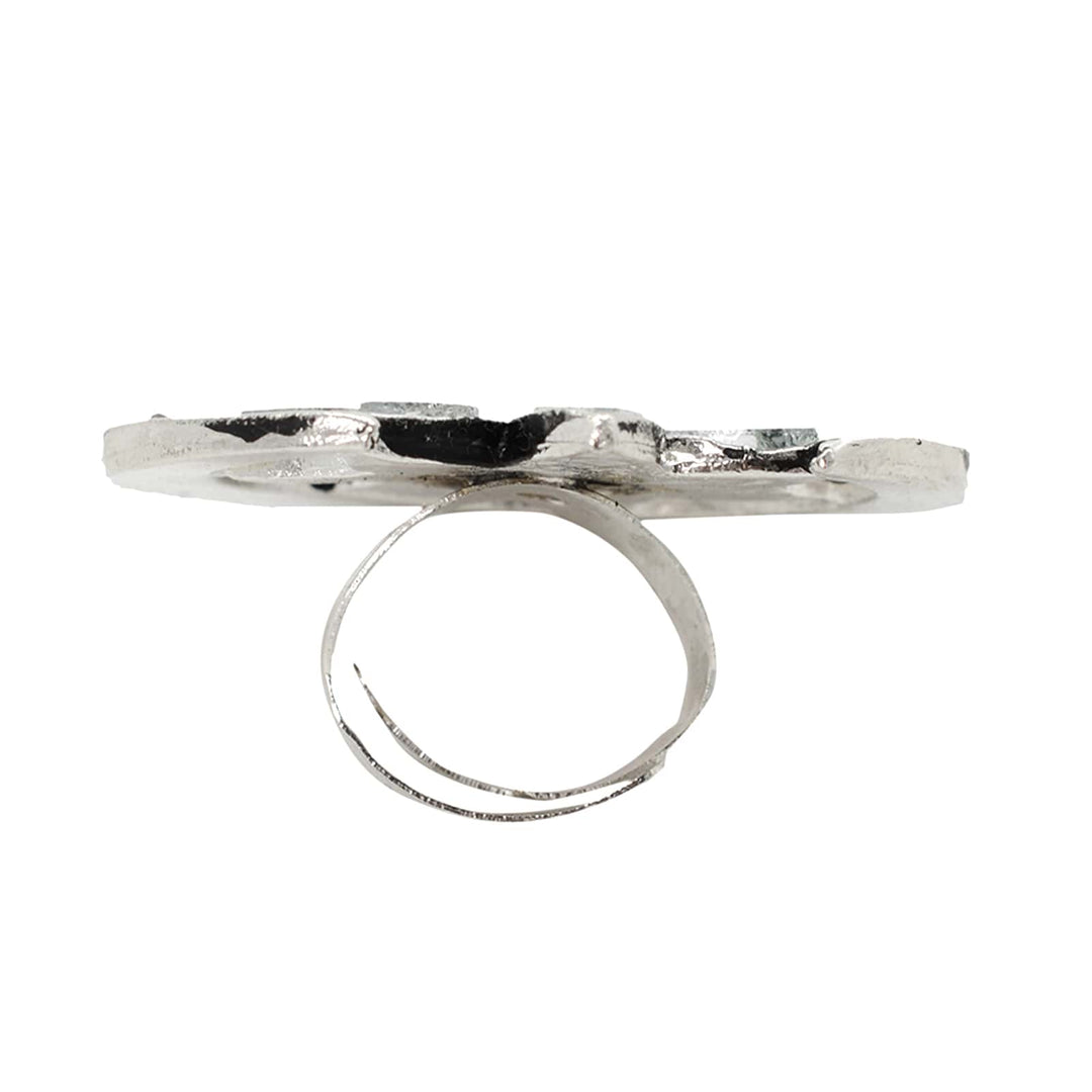 Shagun Silver Oxidized Mirror Ring - Teejh
