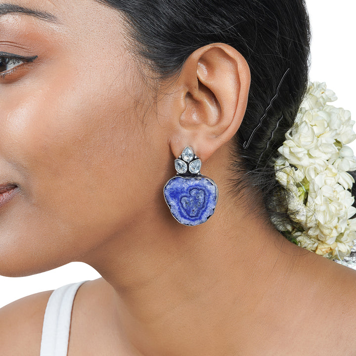 Teejh Harika Blue Silver Oxidised Earring