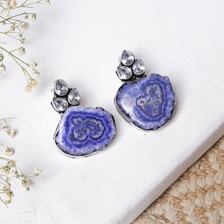 Teejh Harika Blue Silver Oxidised Earring