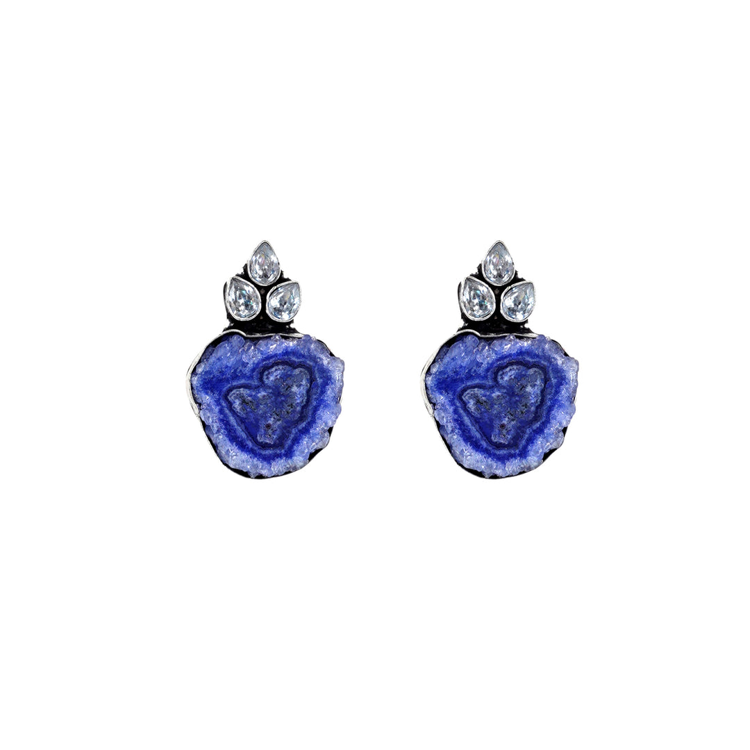 Teejh Harika Blue Silver Oxidised Earring