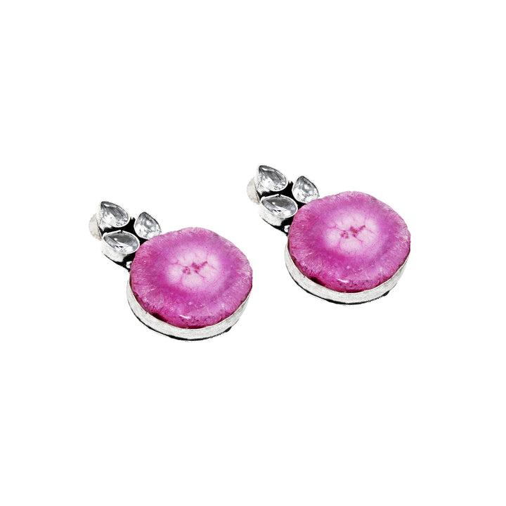 Teejh Harika Magenta Pink Silver Oxidised Earring