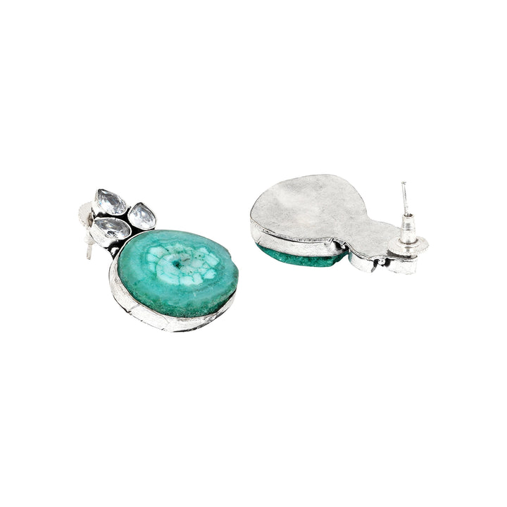 Teejh Harika Sea Blue Silver Oxidised Earring