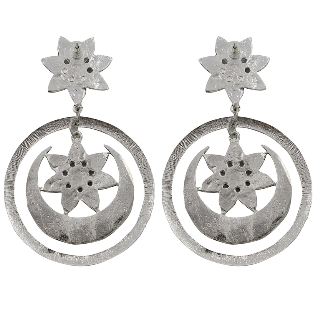 Samaya Silver Oxidized  Mirror Earrings - Teejh