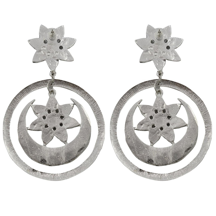 Samaya Silver Oxidized  Mirror Earrings - Teejh