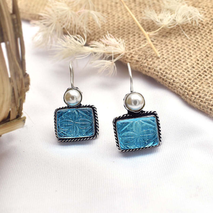 Teejh Diti Aqua Blue Stone &amp; Pearl Earrings
