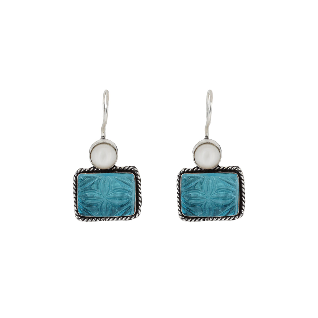Teejh Diti Aqua Blue Stone &amp; Pearl Earrings
