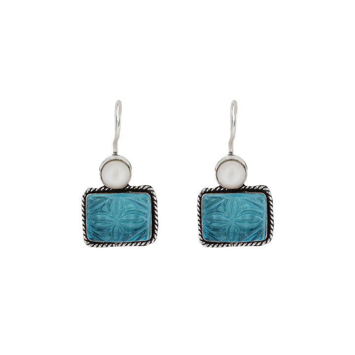 Teejh Diti Aqua Blue Stone &amp; Pearl Earrings