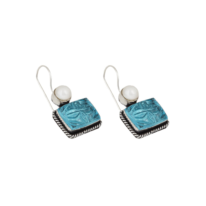 Teejh Diti Aqua Blue Stone &amp; Pearl Earrings