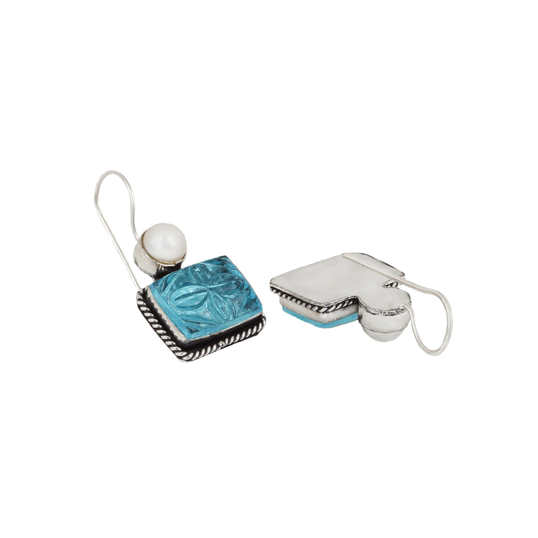 Teejh Diti Aqua Blue Stone &amp; Pearl Earrings