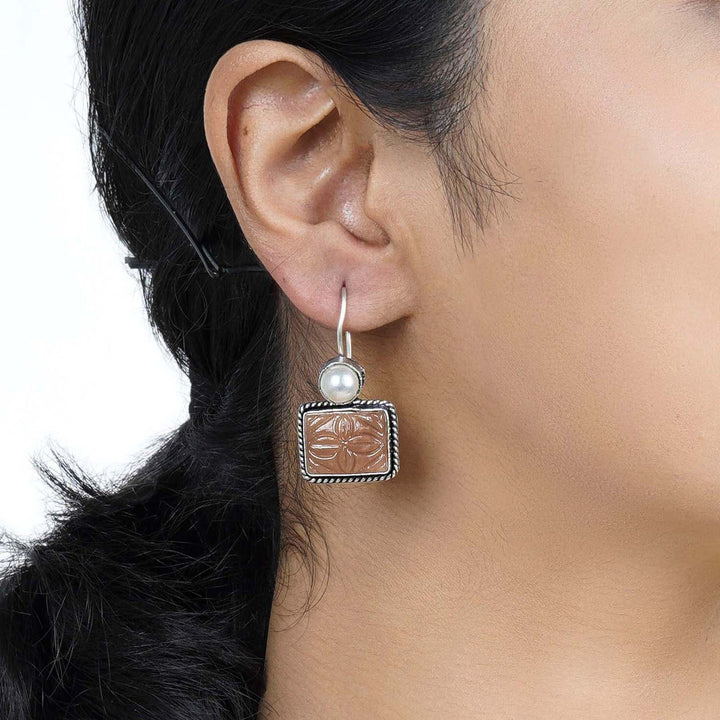 Teejh Diti Brown Stone &amp; Pearl Earrings