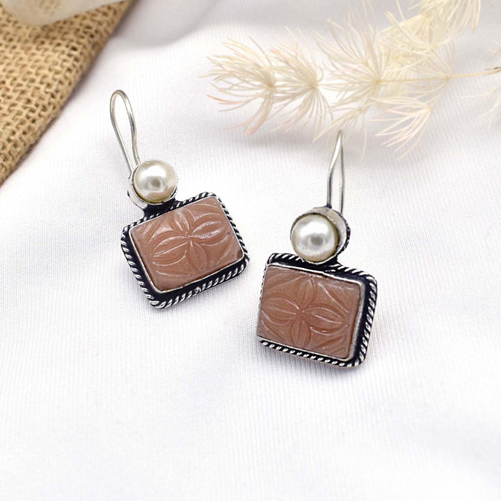 Teejh Diti Brown Stone &amp; Pearl Earrings