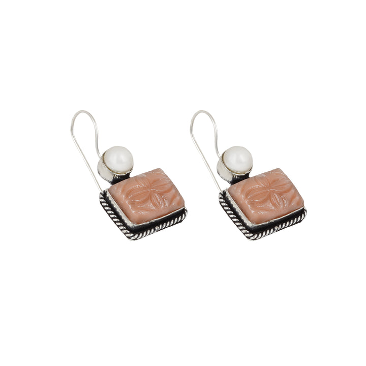 Teejh Diti Brown Stone &amp; Pearl Earrings