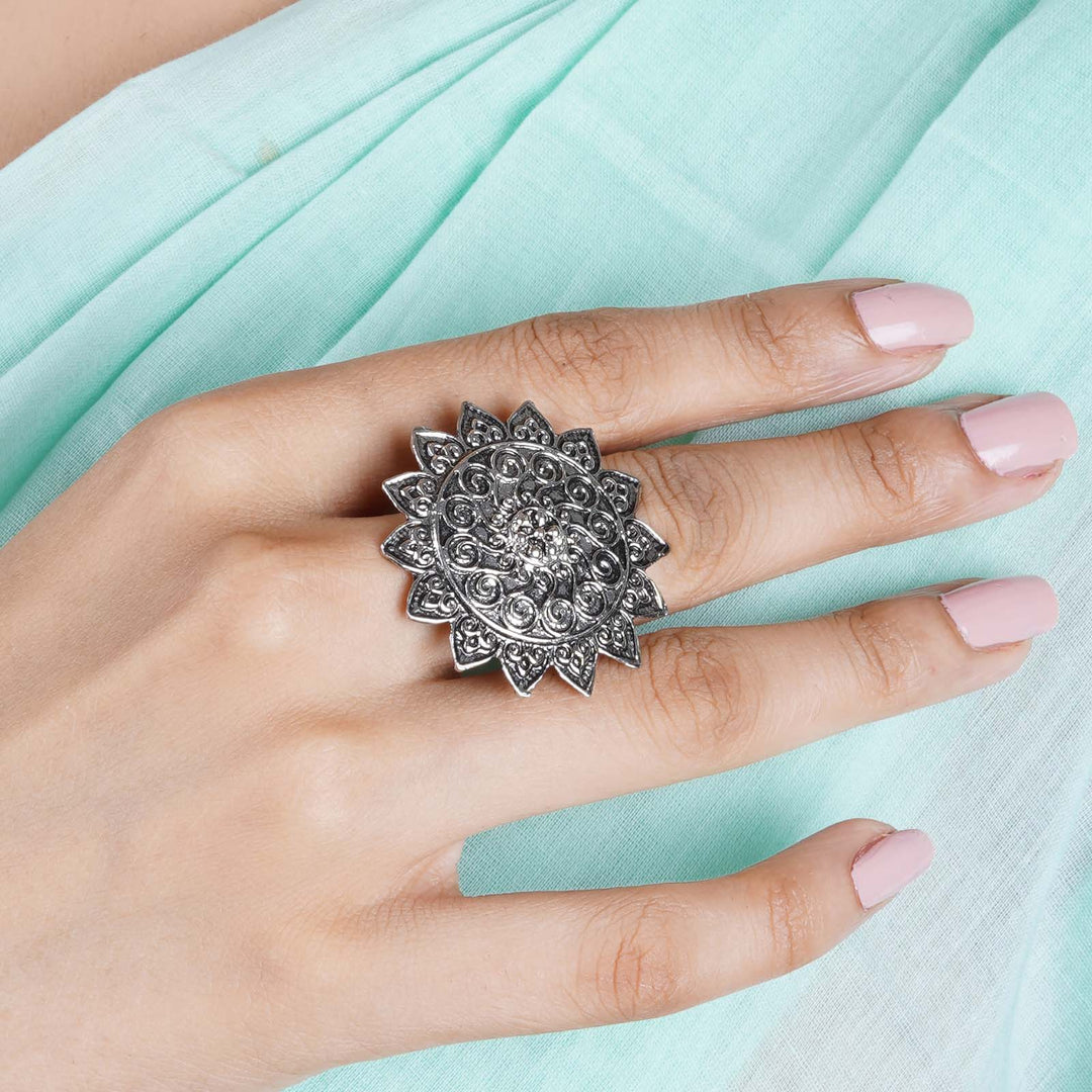 Teejh Anaia Silver Oxidised Ring