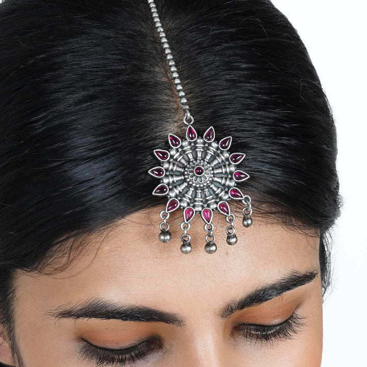 Teejh Rasha Silver Oxidized Maang Tika