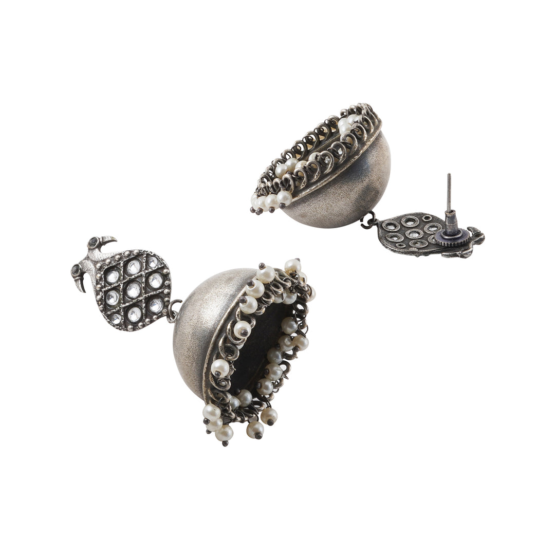 Teejh Aatmika White and Silver Oxidised Earring