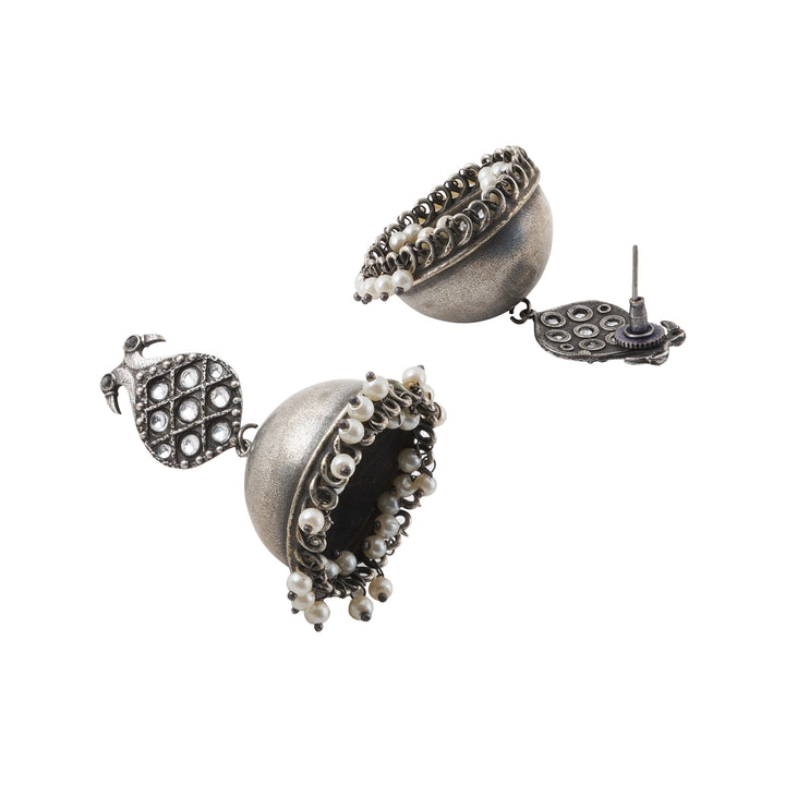 Teejh Aatmika White and Silver Oxidised Earring
