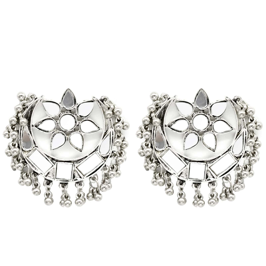 Akashi Silver Oxidized Mirror Earrings - Teejh
