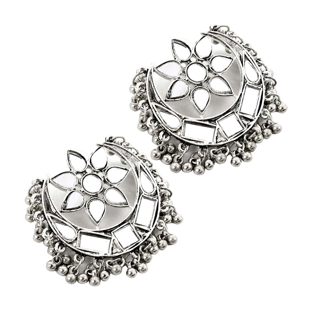 Akashi Silver Oxidized Mirror Earrings - Teejh