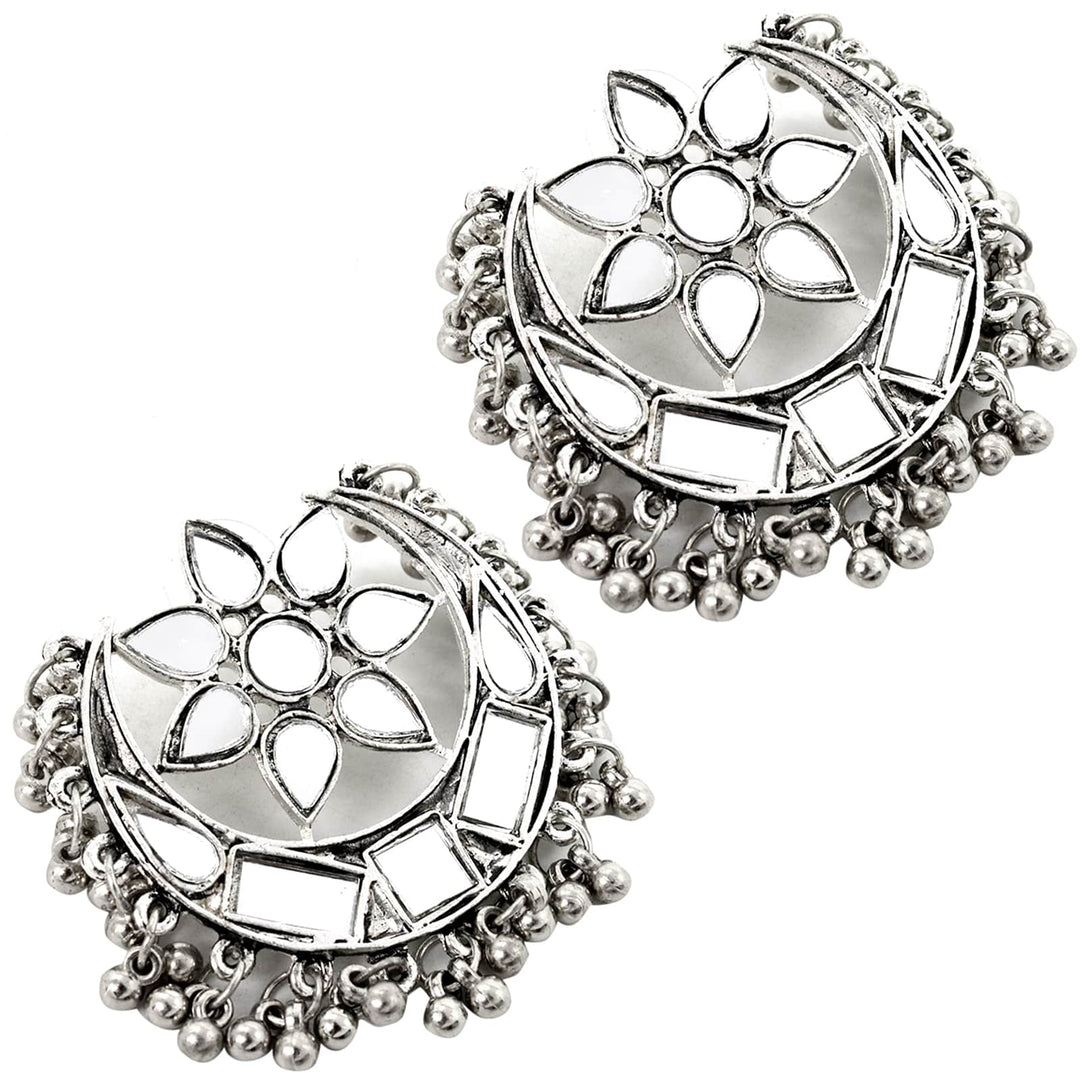 Akashi Silver Oxidized Mirror Earrings - Teejh