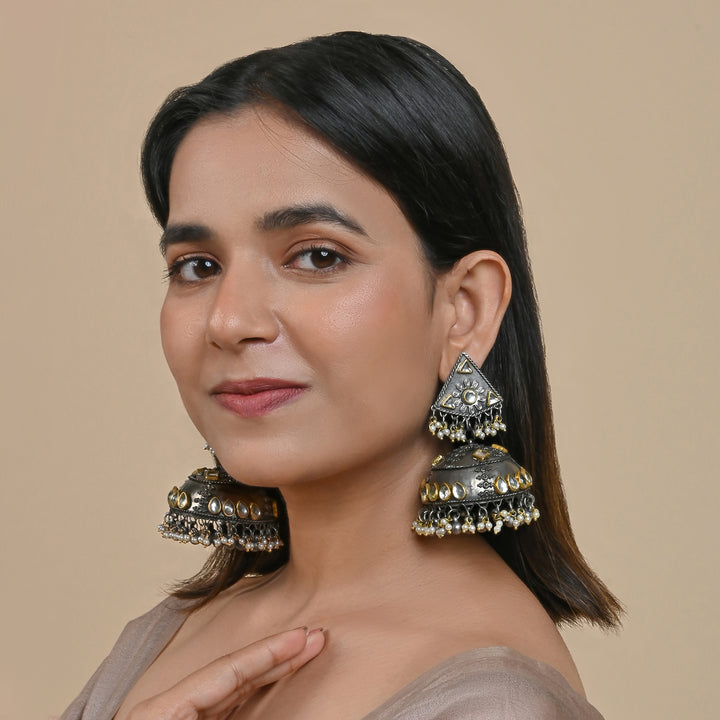 Teejh Edhitha Silver Oxidised Earring