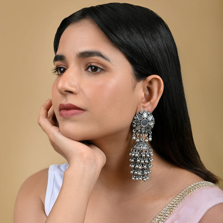 Teejh Ekiya Silver Oxidised Ghungroo Earring