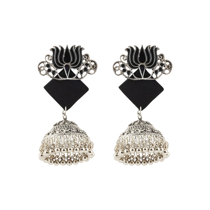 Teejh Helna Black Silver Oxidised Earring