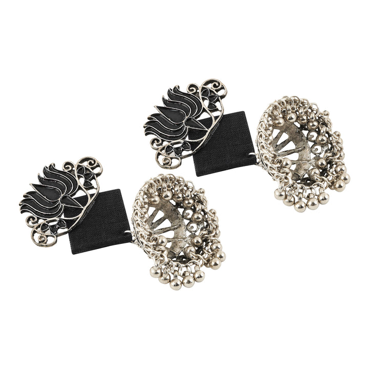 Teejh Helna Black Silver Oxidised Earring