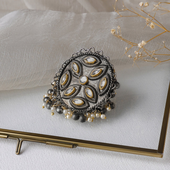 Teejh Shravyaa Silver Oxidised Ring
