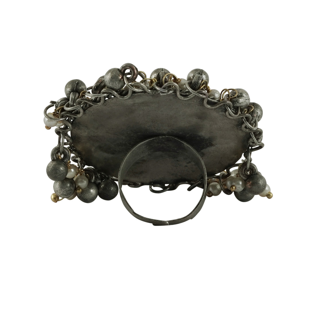 Teejh Shravyaa Silver Oxidised Ring