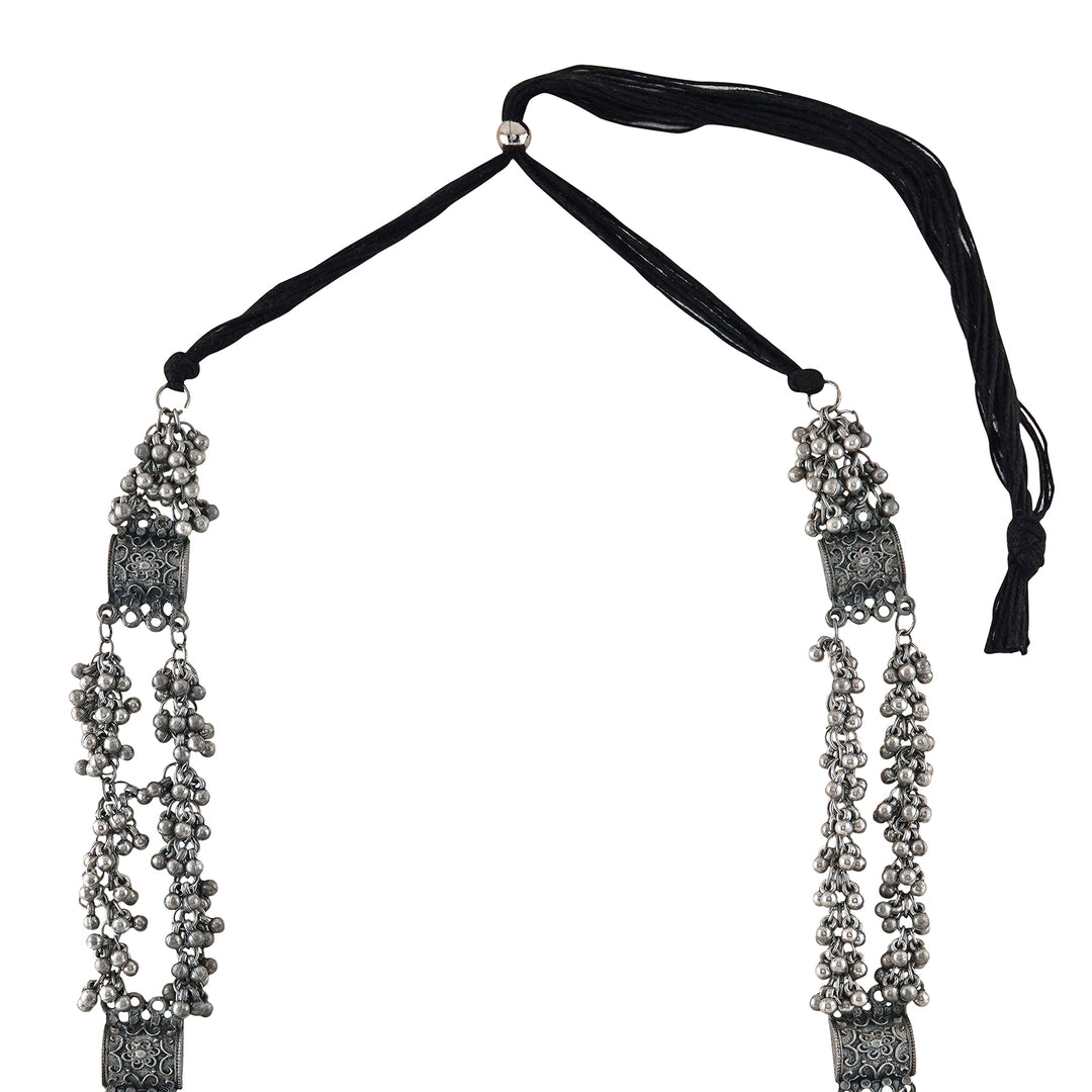 Teejh Vansha Silver Oxidised Ghungroo Necklace Set