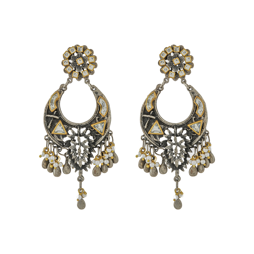 Teejh Aakruthi Gold and Silver Oxidised Earring