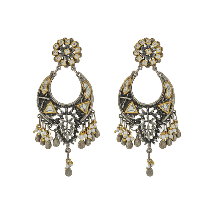 Teejh Aakruthi Gold and Silver Oxidised Earring