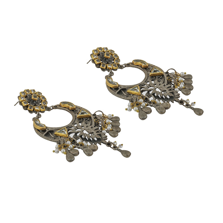 Teejh Aakruthi Gold and Silver Oxidised Earring