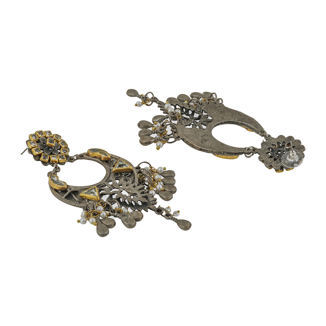 Teejh Aakruthi Gold and Silver Oxidised Earring