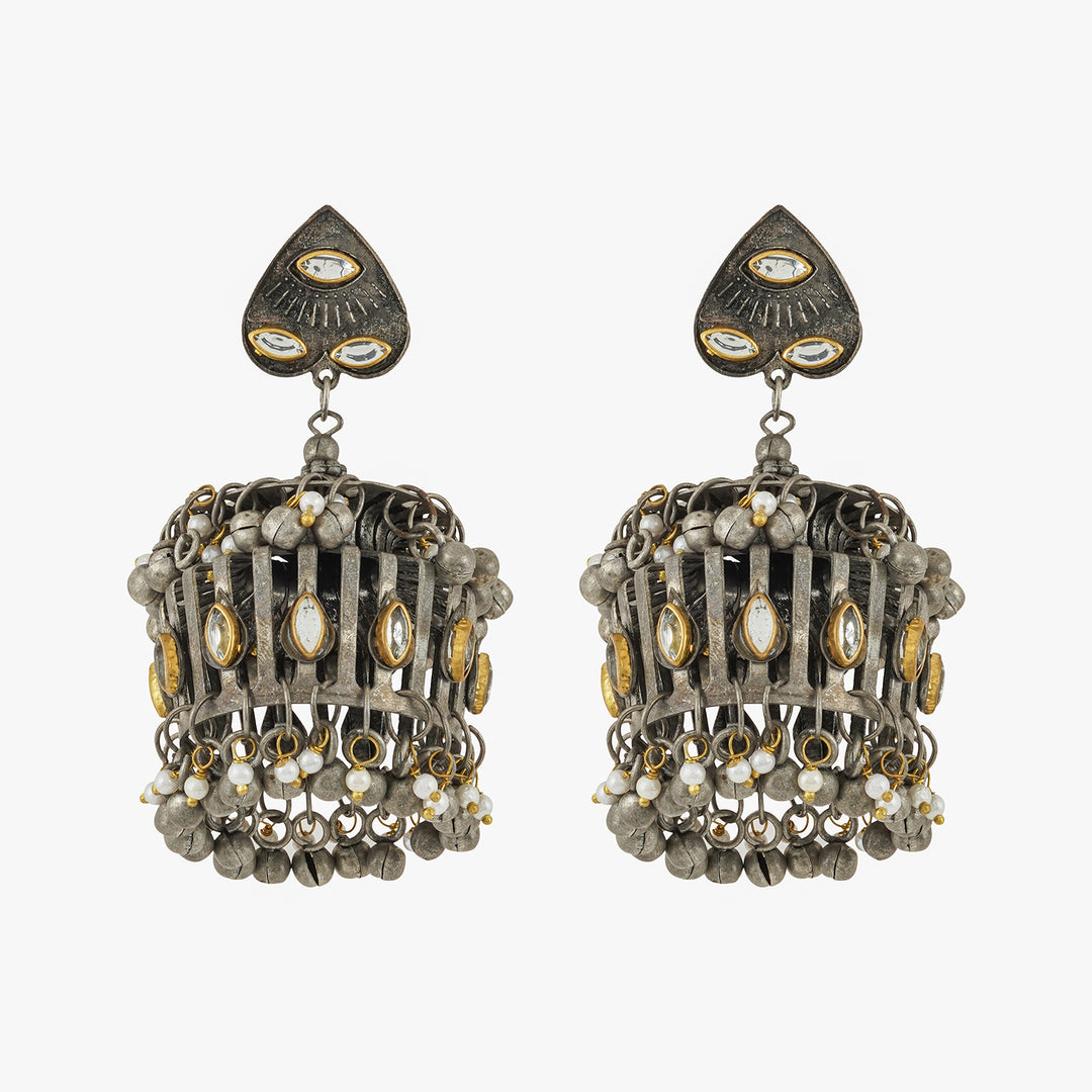 Teejh Malvika Gold and Silver Oxidised Earring
