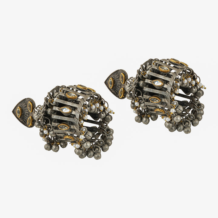 Teejh Malvika Gold and Silver Oxidised Earring