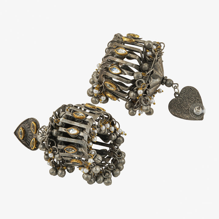 Teejh Malvika Gold and Silver Oxidised Earring