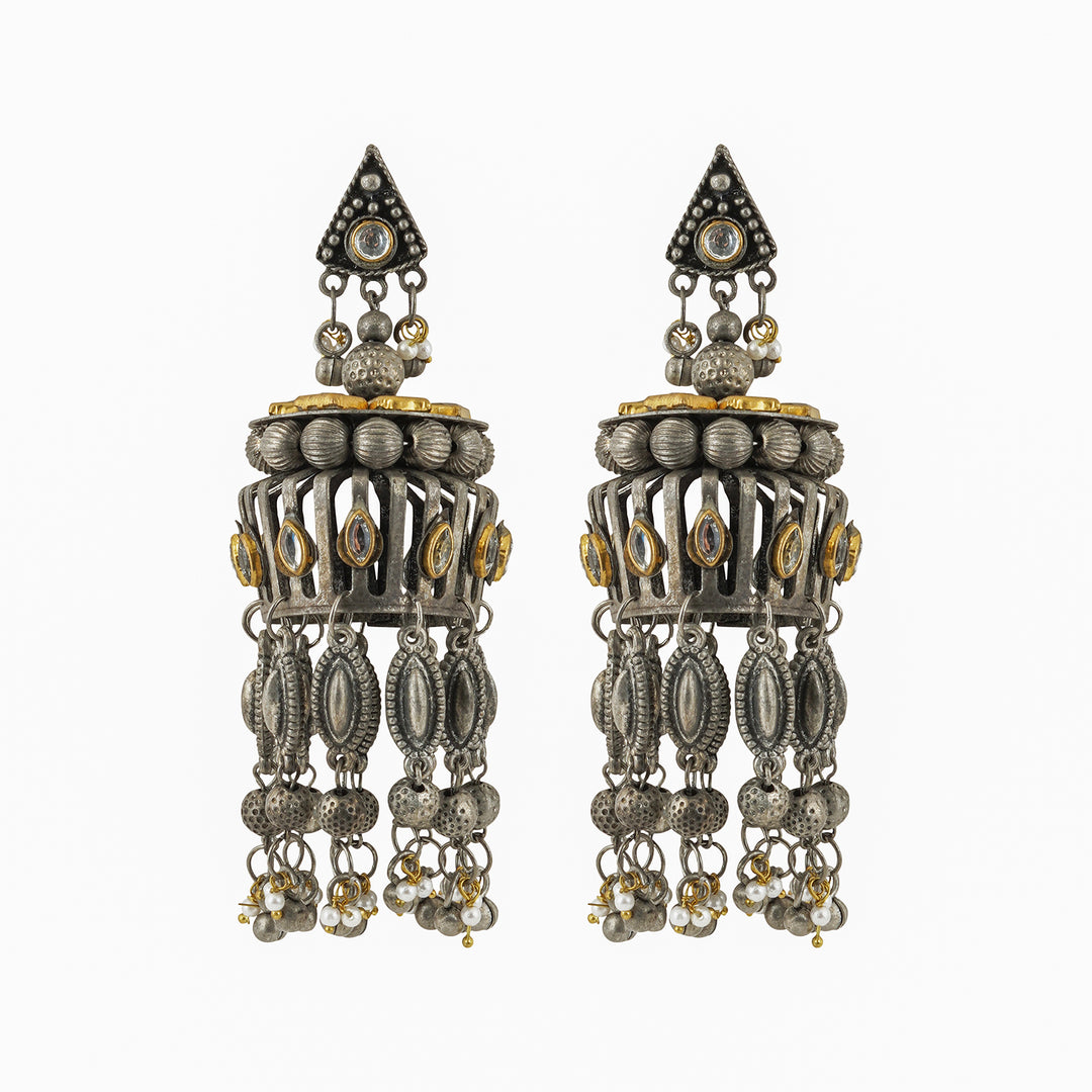 Teejh Pragati Gold and Silver Oxidised Earring
