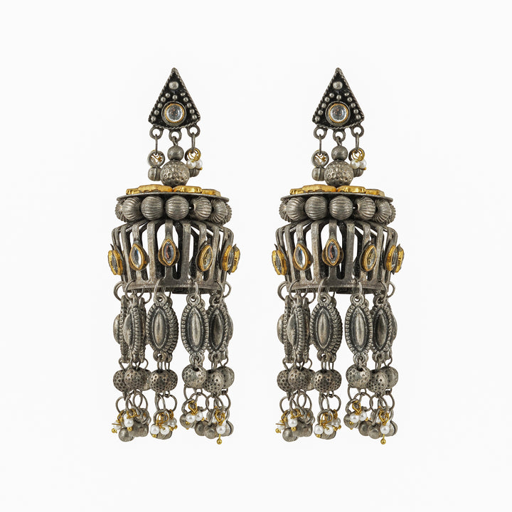 Teejh Pragati Gold and Silver Oxidised Earring
