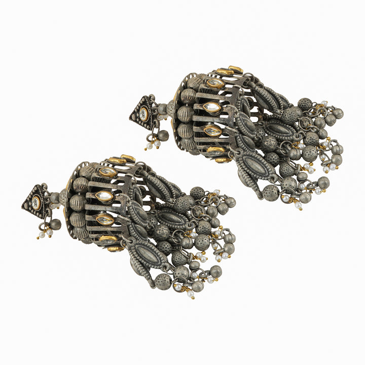 Teejh Pragati Gold and Silver Oxidised Earring