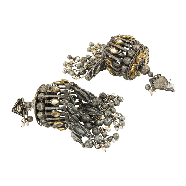 Teejh Pragati Gold and Silver Oxidised Earring