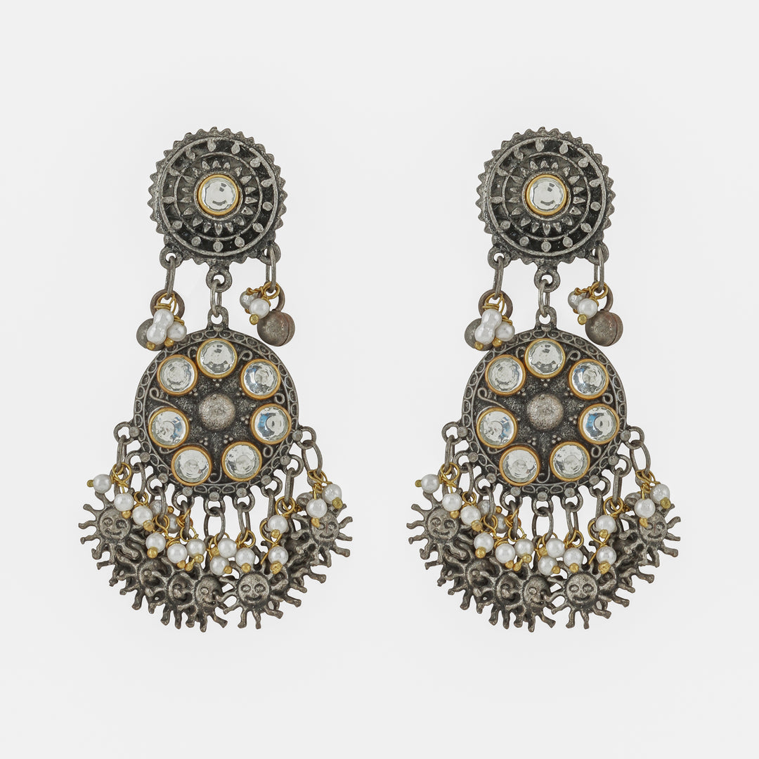 Teejh Abhilaa Gold and Silver Oxidised Earring