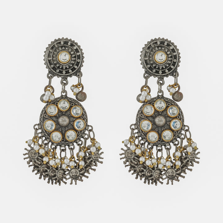 Teejh Abhilaa Gold and Silver Oxidised Earring