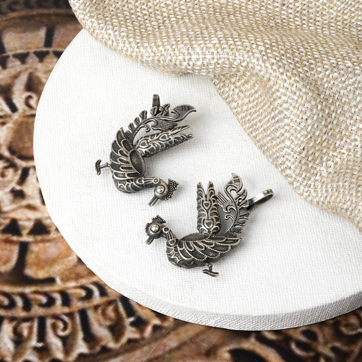 Teejh Ikshita Peacock Silver Oxidised Earcuff