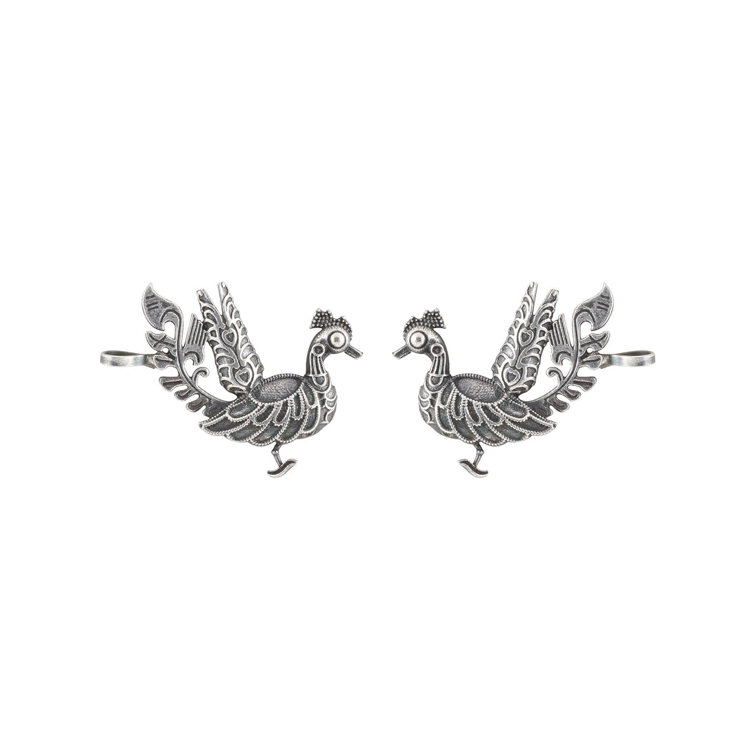 Teejh Ikshita Peacock Silver Oxidised Earcuff