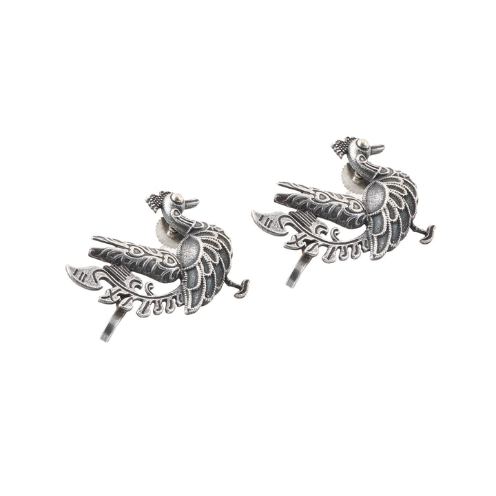 Teejh Ikshita Peacock Silver Oxidised Earcuff