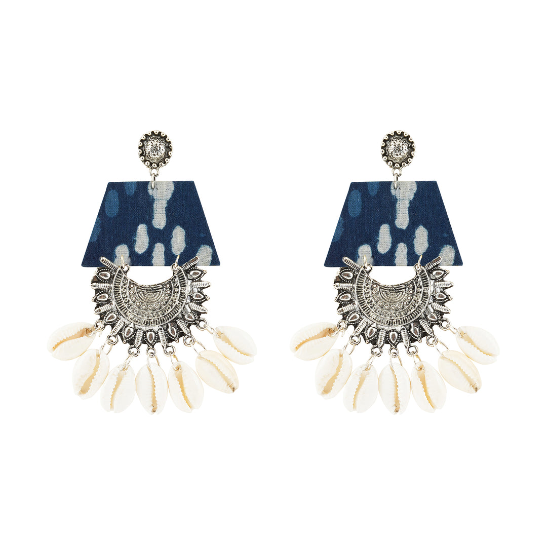 Teejh Zarina Indigo Blue Fabric Earring