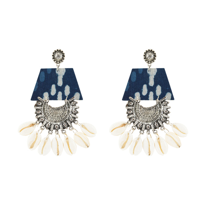 Teejh Zarina Indigo Blue Fabric Earring