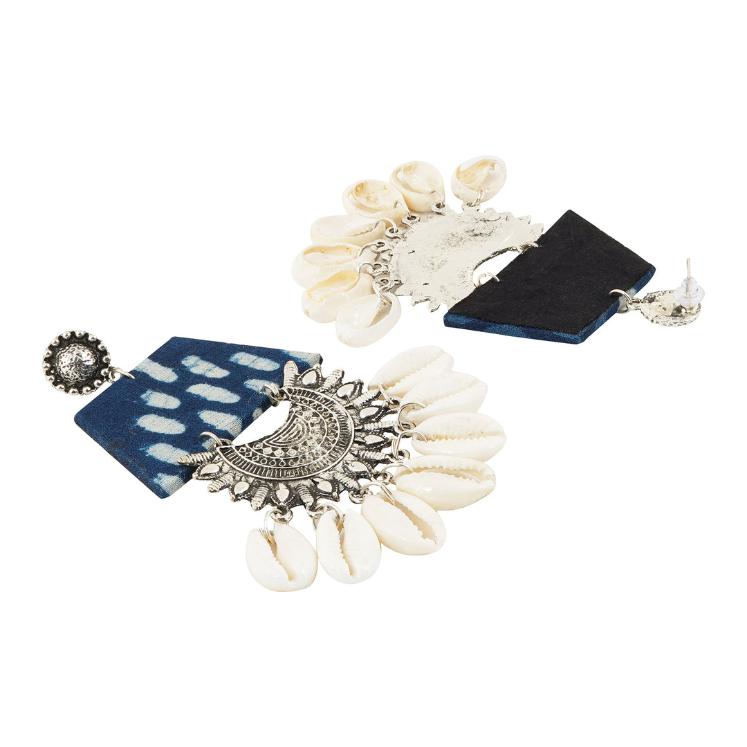 Teejh Zarina Indigo Blue Fabric Earring